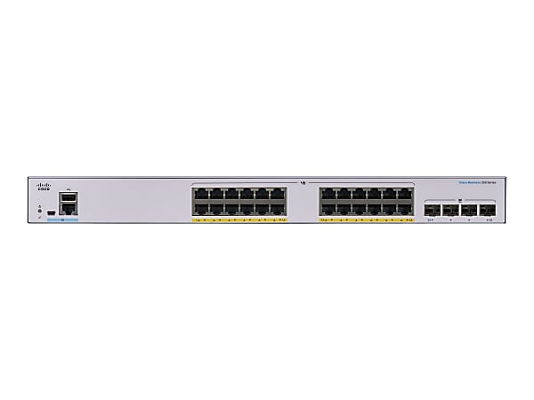Cisco Business 350 Series 350-24P-4G - Switch - L3 - managed - 24 x 10/100/1000 (PoE+) + 4 x Gigabit SFP - rack-mountable - PoE+ (195 W)