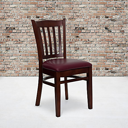 Flash Furniture Vertical Slat Back Restaurant Chair, Burgundy/Mahogany