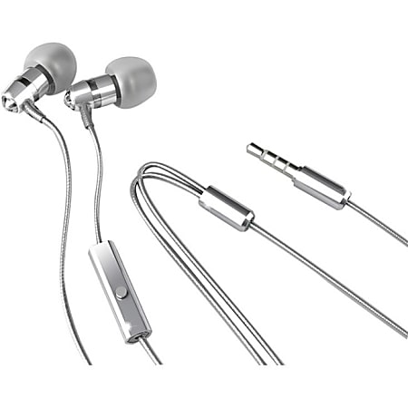 MEE audio Crystal In-Ear Headphones with Microphone Made with Swarovski Crystals (Silver) - Stereo - Mini-phone - Wired - 16 Ohm - 20 Hz - 20 kHz - Earbud - Binaural - In-ear - 3.92 ft Cable - Silver