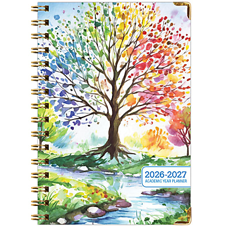 2026-2027 Excello Brands 14-Month Academic Year Hardcover Weekly/Monthly Fashion Planner, 5-1/2" x 8", Tree Seasons, May To June, Total Qty 1