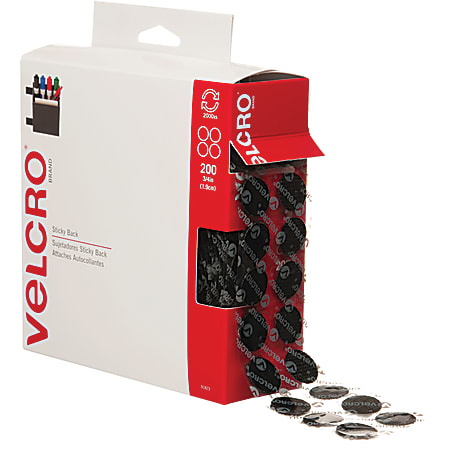 VELCRO Brand Tape Combo Pack 34 Dots Black Case Of 200 Dots - Office Depot