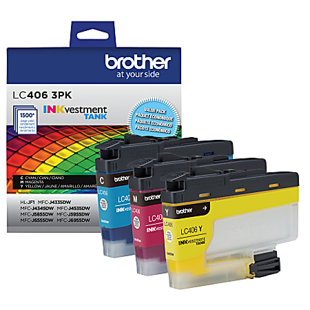 Brother® LC4063PKS INKvestment Cyan, Magenta, Yellow Ink Tanks, Pack Of 3