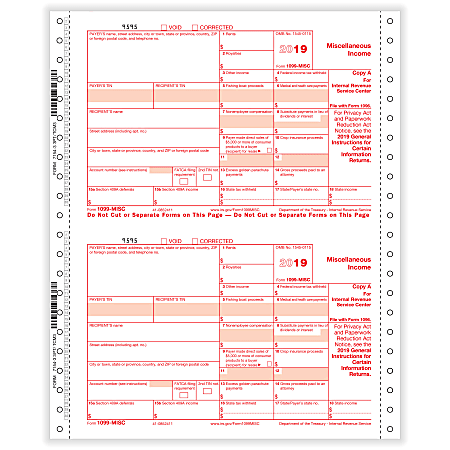 ComplyRight™ 1099-MISC Tax Forms, Continuous, Copies A, B And C, 3-Part, 9" x 11", Pack Of 100 Forms