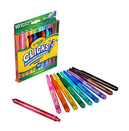 CRAYOLA 24 Washable Fine Tip Assorted School Leisure Marker Pens, Coloured  Maxi tip /