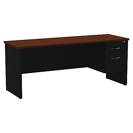WorkPro® Modular 72"W x 24"D Right Pedestal Desk, Black/Walnut