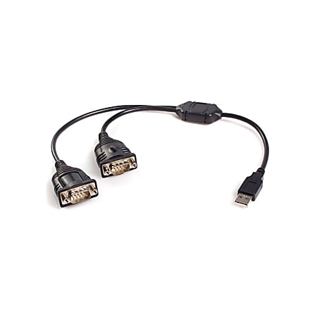 StarTech.com USB to Serial Adapter - 2 Port - Bus Powered - USB To RS232 Adapter Cable - DB9 (9-Pin) USB Converter - Type A Male USB