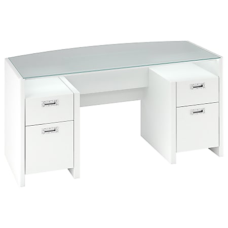 White desk with drawers 2024 and glass top
