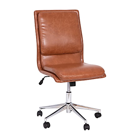 Faux leather brown office chair discount