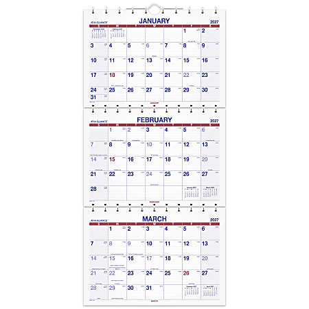 AT-A-GLANCE® 2027 Move-A-Page Three Month Wall Calendar, Large, 12" x 27"