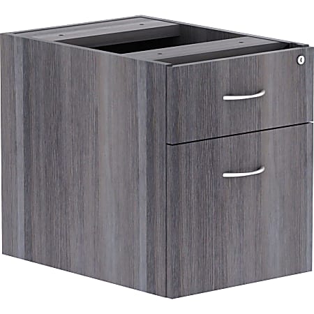 Lorell® Essentials 22"D Vertical Pedestal File Cabinet With 1 Box Drawer And 1 File Drawer, Weathered Charcoal
