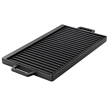 Martha Stewart Rectangular Cast Iron Preseasoned Reversible Griddle And Grill Pan, 17”, Black
