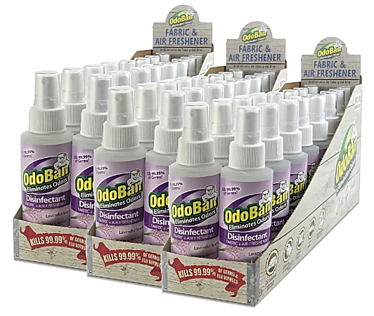 OdoBan Odor Eliminator Disinfectant Spray, Lavender, 4 Oz, Pack Of 48 Bottles