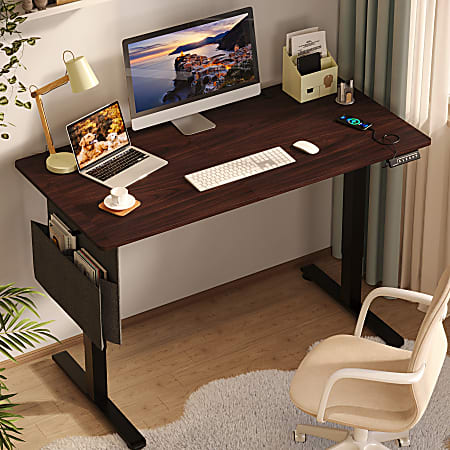 Bestier Electric Adjustable-Height Standing Desk With 3 Height-Memory Presets & USB Port, 56"W, Walnut