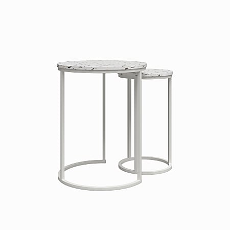 Ameriwood™ Home Amelia Nesting Tables, 22-13/16"H x 18-1/16"W x 18-1/16"D, White/Terrazzo, Set Of 2 Tables