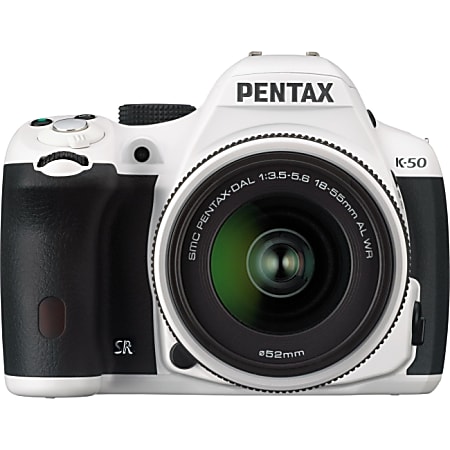 Pentax K-50 16.3 Megapixel Digital SLR Camera with Lens - 18 mm - 135 mm - White