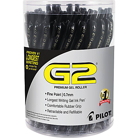 Pilot, G2 Premium Gel Roller Pens, Fine Point 0.7 mm, Black, Pack of 12 (Dozen Box)