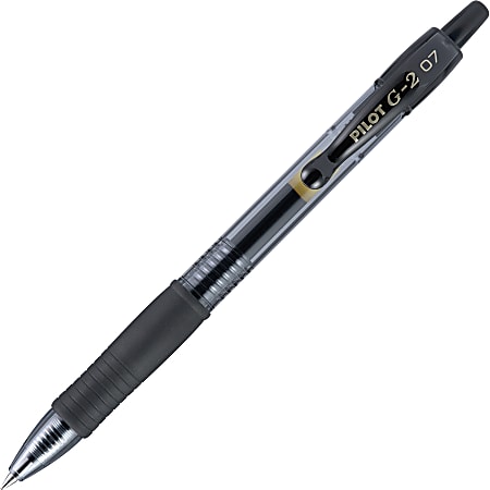 Pilot G2 Retractable Gel Ink Pens Fine Point 0.7 mm Black Barrel