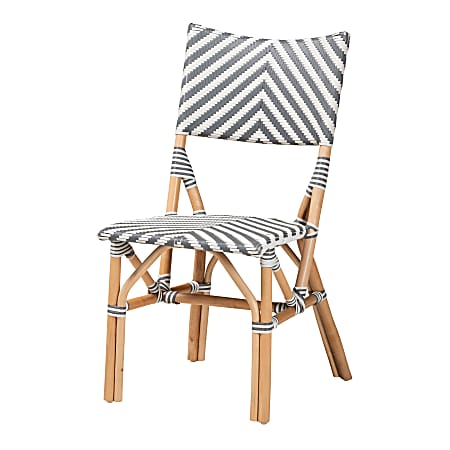 bali & pari Shai Weaving And Natural Rattan Bistro Accent Chair, Gray/White