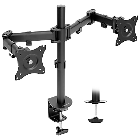 Mount-It! MI-1752 Dual Monitor Desk Mount For 13 - 27" Monitors, 17-1/4"H x 34"W x 5-1/2"D, Black