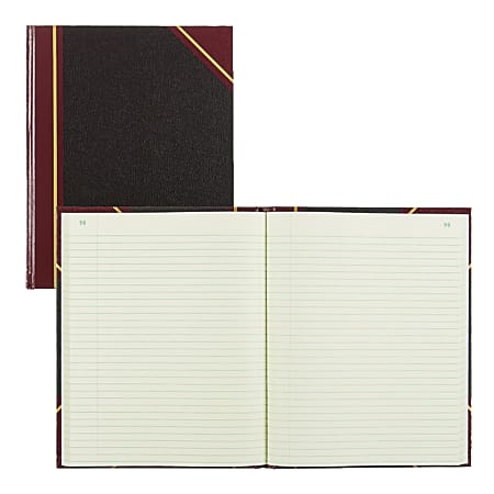 National® 50% Recycled Black Texhide Record Book With Margin, 8 3/8" x 10 3/8", 150 Pages