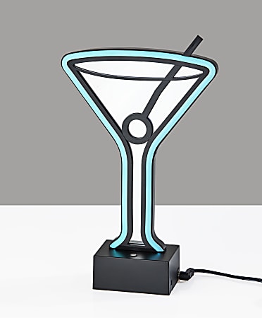 Adesso Simplee Infinity Neon Table Lamp 10 H Martini Glass Black Office Depot