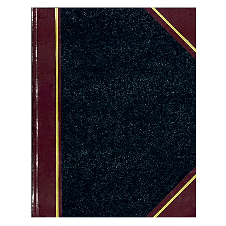 National® Brand 50% Recycled Black Texhide Record Book With Margin, 8 3/8" x 10 3/8", 300 Pages