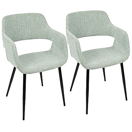 LumiSource Margarite Dining Chairs, Light Green/Black, Set Of 2 Chairs