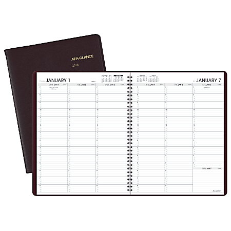 AT-A-GLANCE® Weekly Appointment Book, 13 Months, 8 1/4" x 10 7/8", Burgundy, January 2018 to January 2019 (7095050-18)