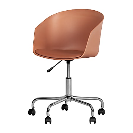 South Shore Flam Plastic Mid-Back Swivel Chair, Burnt Orange/Chrome