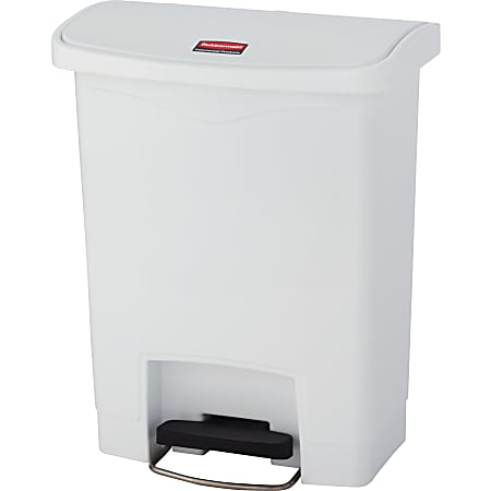 Rubbermaid Commercial Slim Jim 8-gal Step-On Container - Step-on Opening - Hinged Lid - 8 gal Capacity - Manual - Durable, Foot Pedal, Easy to Clean - 21.1" Height x 10.6" Width - Plastic, Resin - White - 1 Each