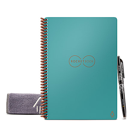 Rocketbook Core Smart Reusable Executive Sized Notebook, 6" x 8-4/5", Line Ruled, 18 Sheets, Teal
