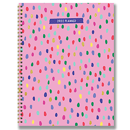 TF Publishing Large Weekly/Monthly Planner, 9" x 11", Pink Party, January To December 2022