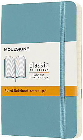 Moleskine Classic Soft Cover Notebook, 3-1/2" x 5-1/2", Ruled, 192 Pages (96 Sheets), Reef Blue