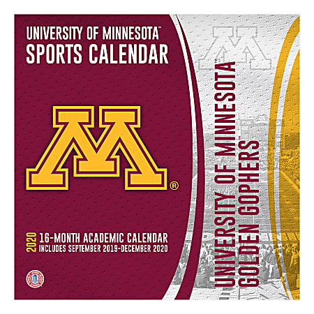 Turner Licensing NCAA 16-Month Academic Wall Calendar, 12" x 12", Minnesota Golden Gophers, September 2019 To December 2020, 20998011808