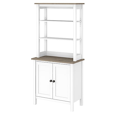 Bush Business Furniture Mayfield 66"H 5-Shelf Bookcase With Doors, Pure White/Shiplap Gray, Standard Delivery