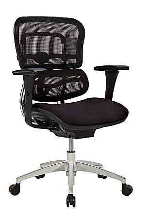 WorkPro® 12000 Series Ergonomic Mesh/Fabric Mid-Back Chair, Black/Black, BIFMA Compliant