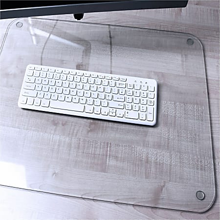 Floortex Desktex Glass Desk Pad  19" x 24"  Clear Rectangular Glass Desk Pad  24" L x 19" W x 0.2" D