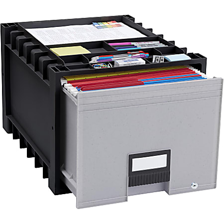 Storex Heavy-Duty Archive Drawer, 50% Recycled, Black/Gray