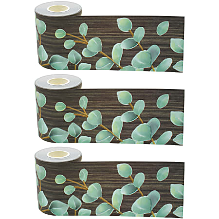 Teacher Created Resources® Straight Rolled Border Trim, Eucalyptus, 50’ Per Roll, Pack Of 3 Rolls