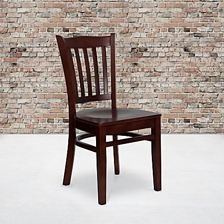 Flash Furniture Vertical Slat Back Restaurant Chair, Mahogany