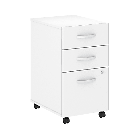 Bush Business Furniture Studio C 20-1/4"D Vertical 3-Drawer Mobile File Cabinet, White, Standard Delivery