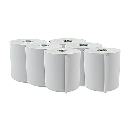 Cascades® For Tandem® Hardwound 1-Ply Paper Towels, 100% Recycled, Ultra White, 775' Per Roll, Pack Of 6 Rolls