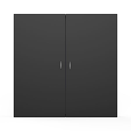 Ghent Magnetic Dry-Erase Whiteboard Cabinet, Porcelain, 48” x 48”, White, Black Wood Frame