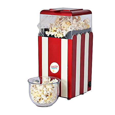 Brentwood Classic Striped 8-Cup Hot Air Popcorn Maker, 12-1/2"H x 6"W x 8"D, White