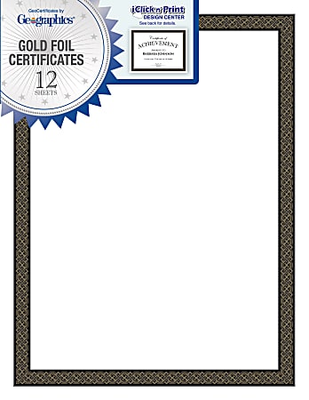 Geographics Foil Certificates, 8-1/2" x 11", Black Diamonds, Pack Of 12