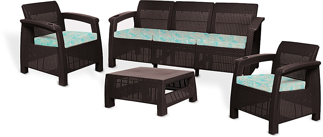 Inval MQ FERRARA 4-Piece Premium Furniture Set, Espresso/Turquoise