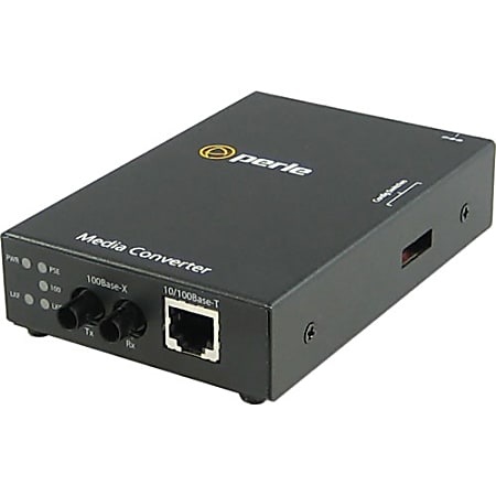 Perle S-110PP-S2ST20 Media Converter - 1x PoE+ (RJ-45) Ports - 1 x ST Ports - 100Base-LX, 10/100Base-TX - Rack-mountable, Rail-mountable, Wall Mountable