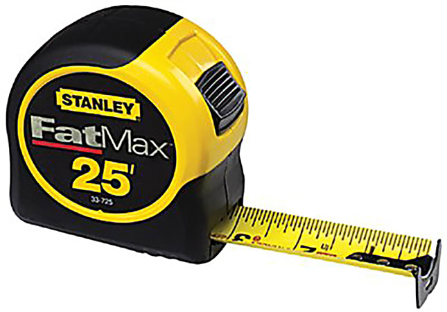 Black+Decker FatMax Classic Tape Measure, 1 1/4 in W x 25 ft L, SAE, Black/Yellow Case