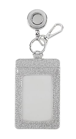 Office Depot® Brand Glitter Badge Holder, Silver