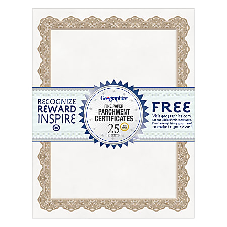Geographics Parchment Certificates 8 12 x 11 Optima Gold